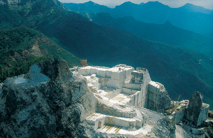 Aerial view of the Seravezza marble quarries