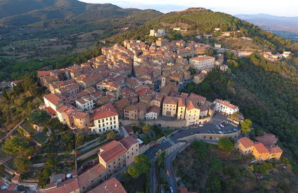 Campiglia Marittima, seen from above towards the Church of San Giovanni, Rocca di Campiglia