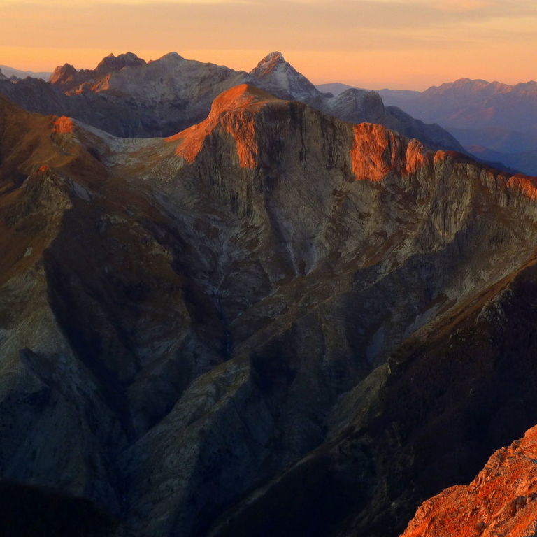 The Apuan Alps at sunset