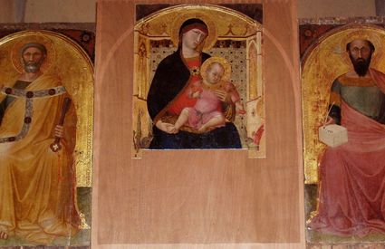 Trittico Madonna con bambino e Santi Pietro e Paolo, Ambrogio Lorenzetti, Roccalbegna
